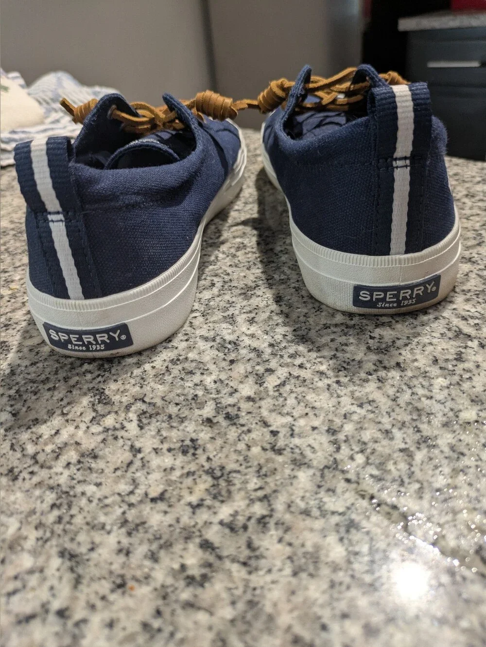 Sperry Top-Sider Navy Canvas Sneakers Women's 8.5 | Memory Foam | Excellent Cond